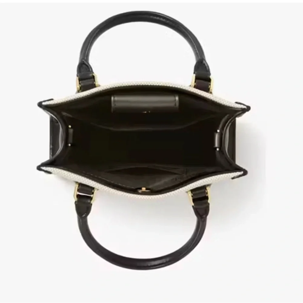 NWT KATE SPADE ELLIE MINI CANVAS  TOTE / CROSSBODY BLACK KK235 - Picture 3 of 9